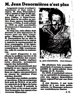 jean-desormiere-article Article sur Jean Désormières après son décès - valeurs