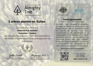 Desormière & Vanhalst_D&V.2022.9-10 Certificat de plantation de 2 arbres par l'agence immobilière Désormière & Vanhalst délivré par Almighty Tree