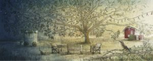grand arbre bernex_sylvie bleeckx_desormiere-vanhalst La Maison Karmin - illustration by Sylvie Bleeckx - maison à Bernex vendue par l'agence immobilière Désormière & Vanhalst